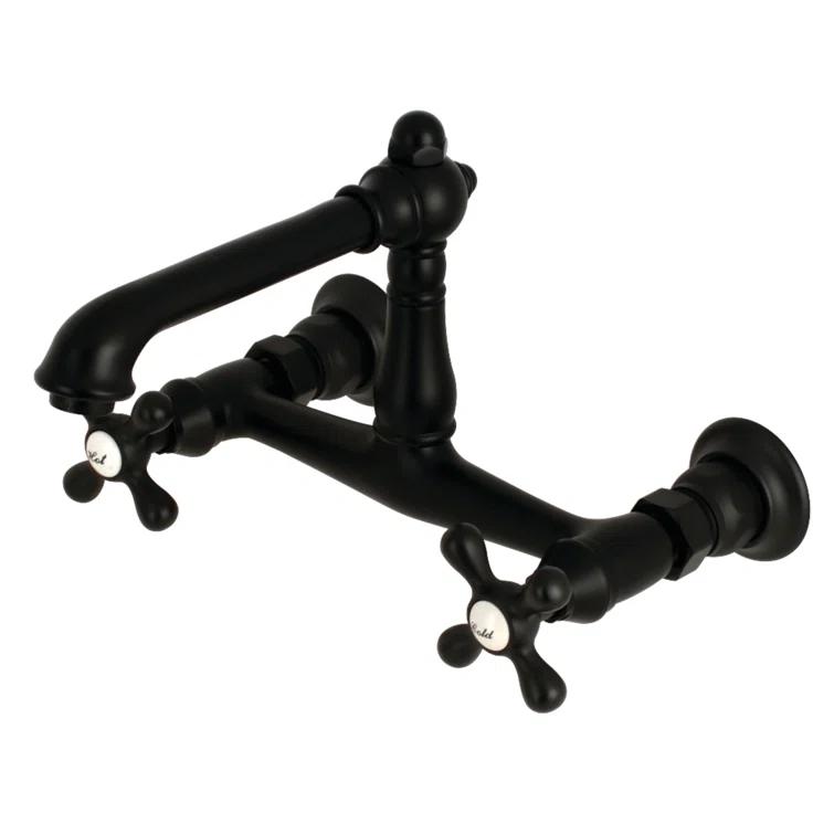 Kingston Brass English Country Two-Handle 2-Hole Wall Mount Bathroom Faucet