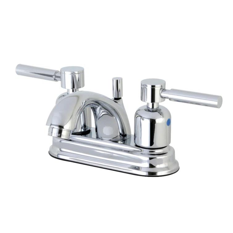 Kingston Brass Concord Two-Handle 3-Hole Deck Mount 4" Centerset Bathroom Faucet with Plastic Pop-Up