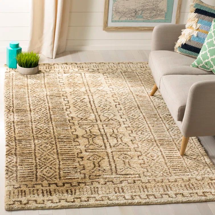 Hand-Knotted Tribal Jute 4' x 6' Area Rug in Earth Tones