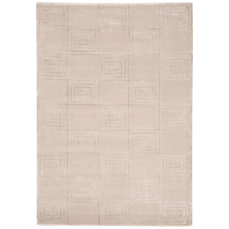 Sterling Hand-Knotted Geometric Wool and Viscose Area Rug