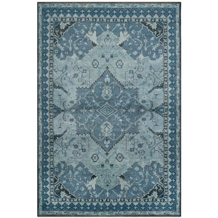 Ink Blue Hand-Knotted Wool 4' x 6' Area Rug