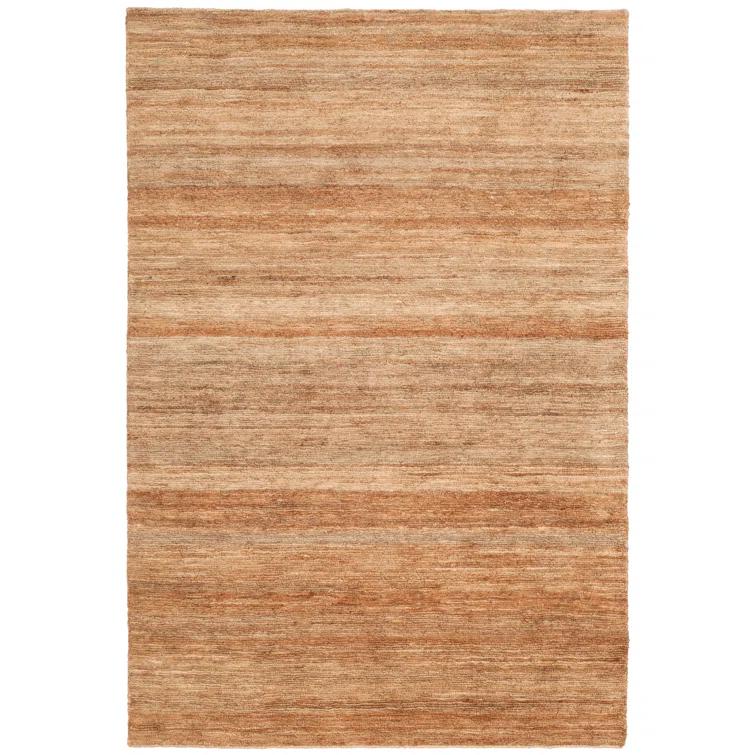 Hand-Knotted Stripe Wool Area Rug in Neutral Tobacco, 4' x 6'