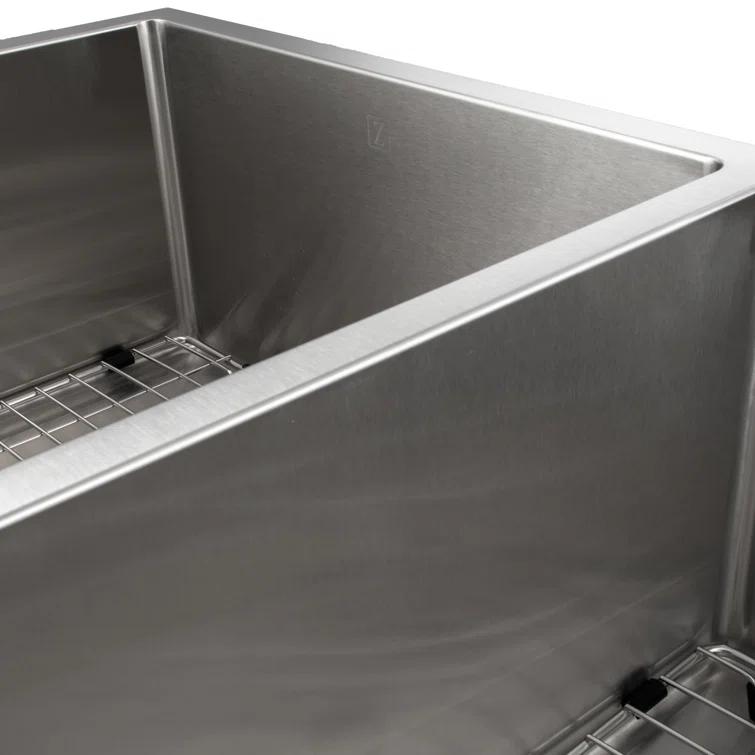 ZLINE SR60D-33 ZLINE 33 in. Chamonix Undermount Double Bowl Stainless Steel Kitchen Sink W/ Bottom Grid (SR60D-33)