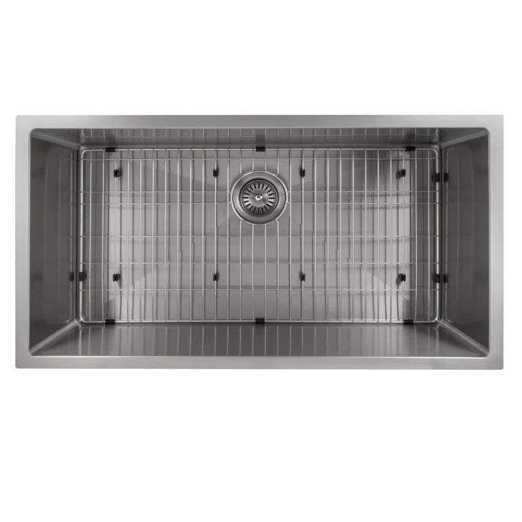 ZLINE SRS-36 ZLINE 36 in. Meribel Undermount Single Bowl Stainless Steel Kitchen Sink W/ Bottom Grid (SRS-36)