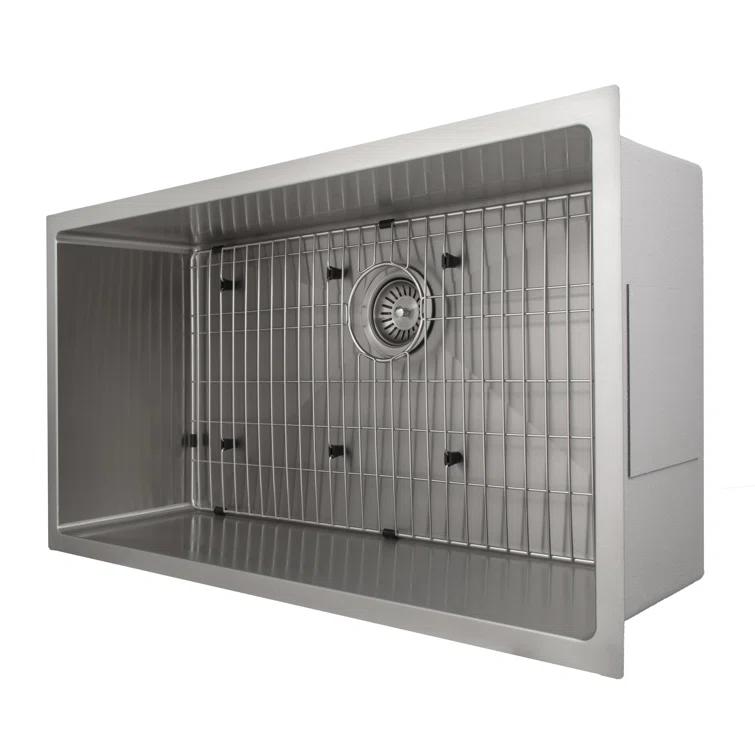 ZLINE SRS-36 ZLINE 36 in. Meribel Undermount Single Bowl Stainless Steel Kitchen Sink W/ Bottom Grid (SRS-36)