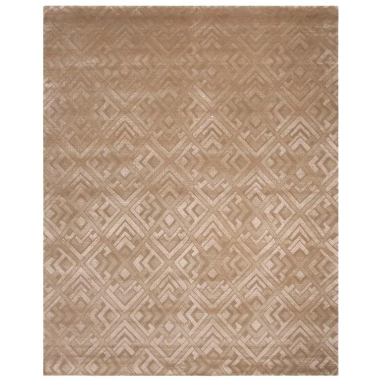 Bronze Geometric Hand-Knotted Wool and Viscose Rug, 8' x 10'
