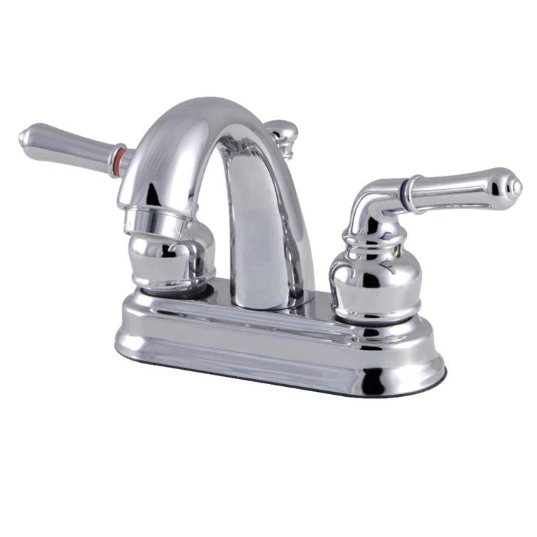 Kingston Brass Kingston Brass Naples Two-Handle 3-Hole Deck Mount 4" Centerset Bathroom Faucet with Plastic Pop-Up FB5615NML
