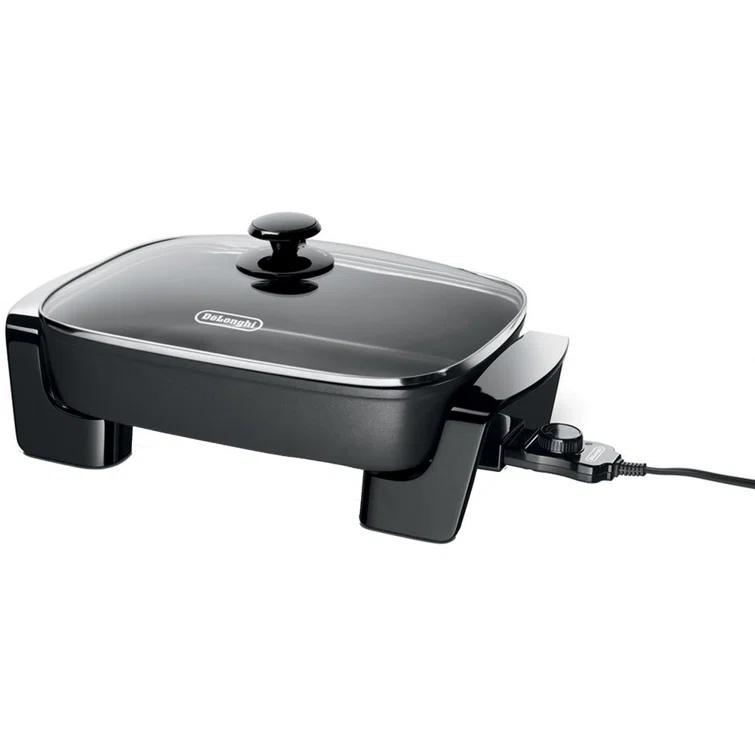 De'Longhi Electric Skillet with Tempered Glass Lid - Large Cooking Surface