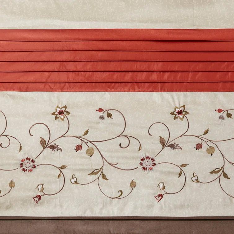 Madison Park Serene Faux Silk Embroidered Floral Shower Curtain