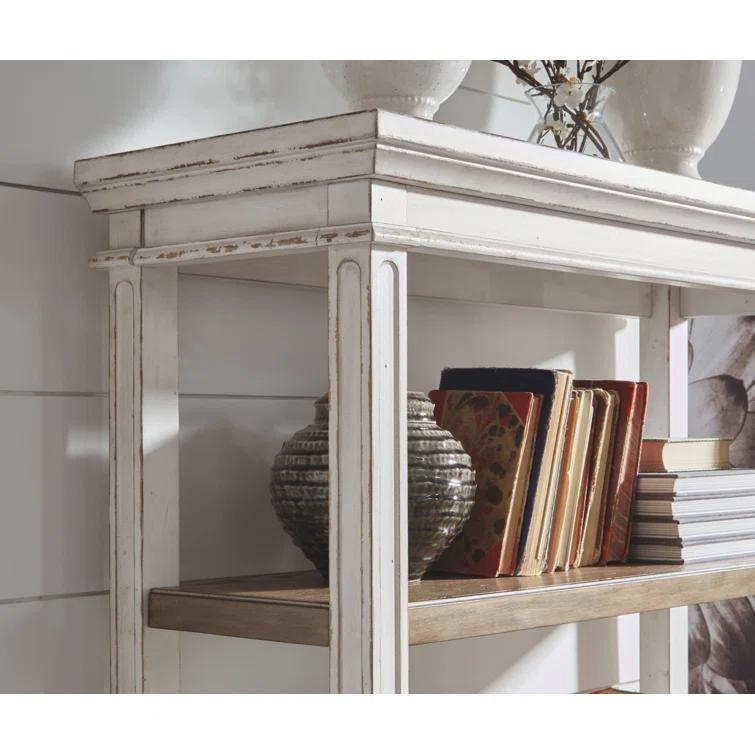 75" Realyn Bookshelf - Signature Design by Ashley: Cottage Style, Antiqued Two-Tone Finish, Open Shelves
