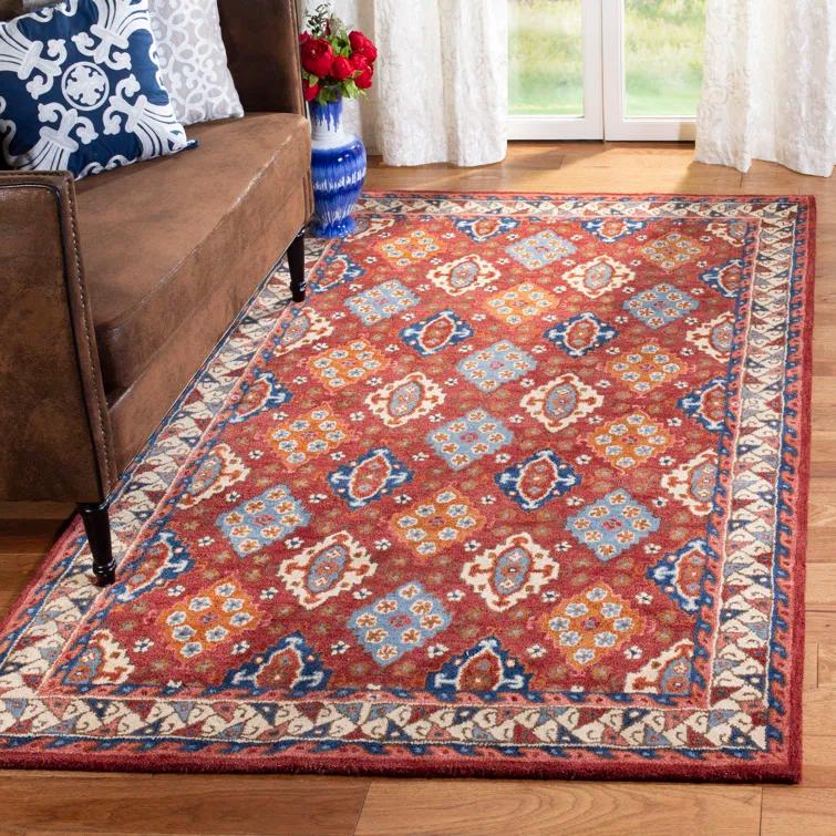 Antiquity AT509 Hand Tufted Runner Rug - Red/Blue - 2'3"x8' - Safavieh.