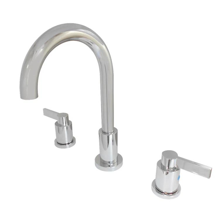 Kingston Brass NuvoFusion Two-Handle 3-Hole Deck Mount Widespread Bathroom Faucet with Brass Pop-Up Drain