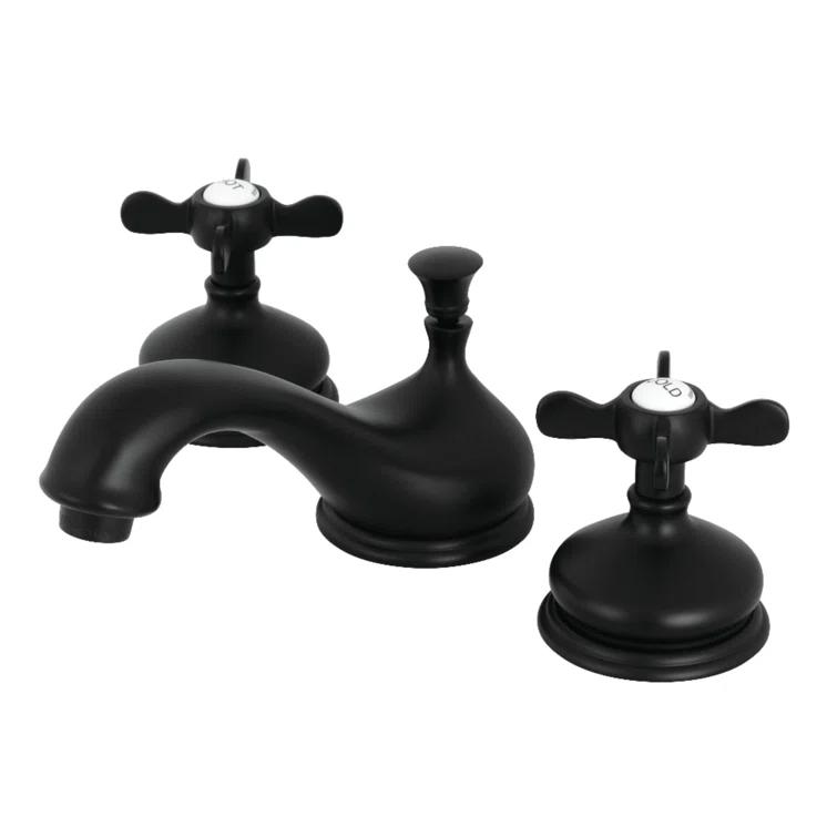 Kingston Brass Essex Two-Handle 3-Hole Deck Mount Widespread Bathroom Faucet with Brass Pop-Up Drain