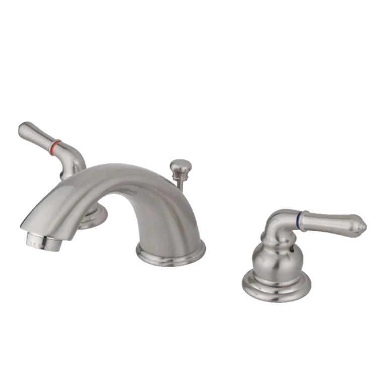 Kingston Brass Magellan Two-Handle 3-Hole Deck Mount Widespread Bathroom Faucet with Brass Pop-Up Drain