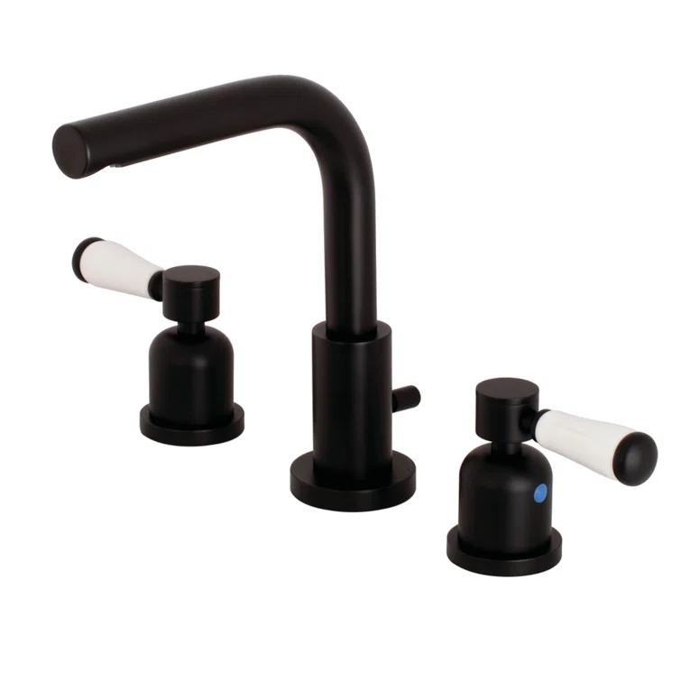 Kingston Brass Paris Two-Handle 3-Hole Deck Mount Widespread Bathroom Faucet with Brass Pop-Up Drain