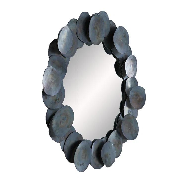 Burnt Iron Industrial Round Wall Mirror