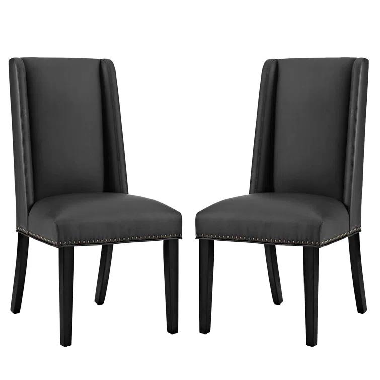 Modway Baron White Vinyl and Wood Frame Dining Chairs