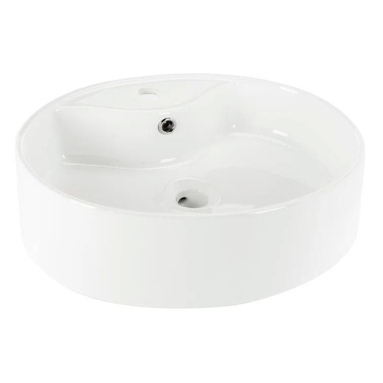 Safavieh Brook 16.7'' White Ceramic Circular Bathroom Sink with Overflow