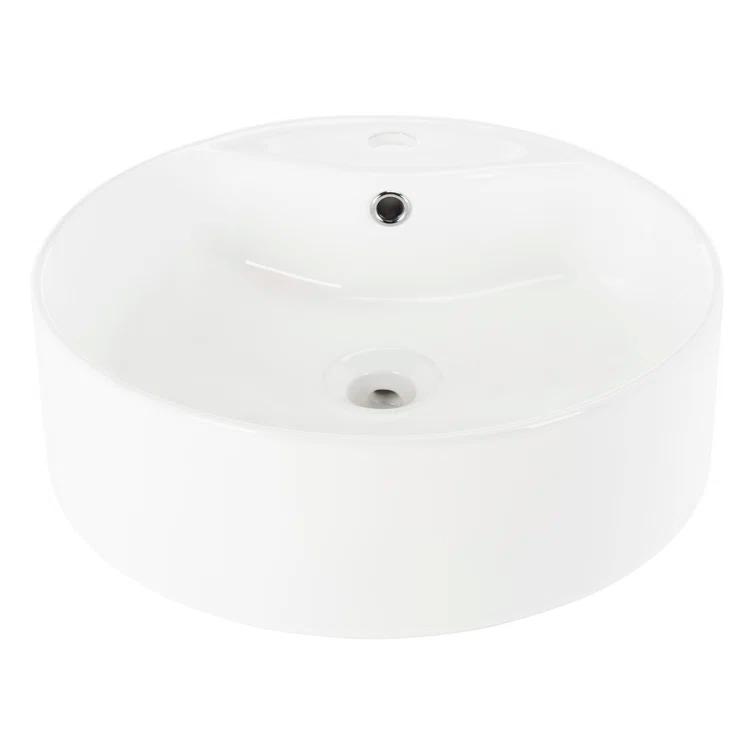 Safavieh Mira 16.92'' White Ceramic Circular Bathroom Sink with Overflow