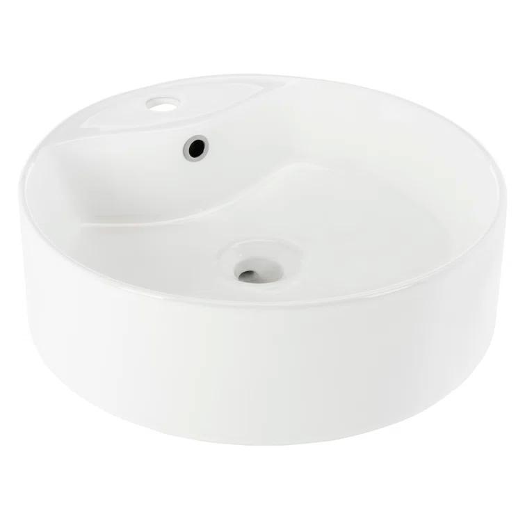 Safavieh Mira 16.92'' White Ceramic Circular Bathroom Sink with Overflow