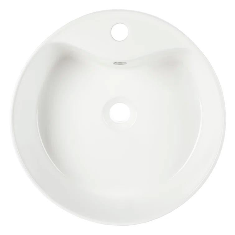 Safavieh Mira 16.92'' White Ceramic Circular Bathroom Sink with Overflow