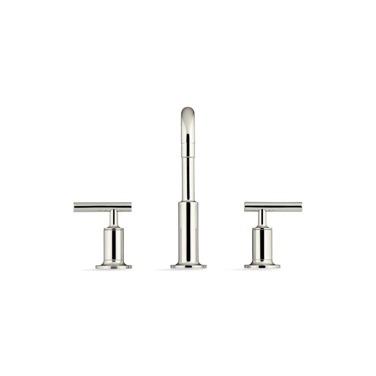 Purist® Widespread Faucet with Drain Assembly Low Lever Handles and Low Gooseneck Spout