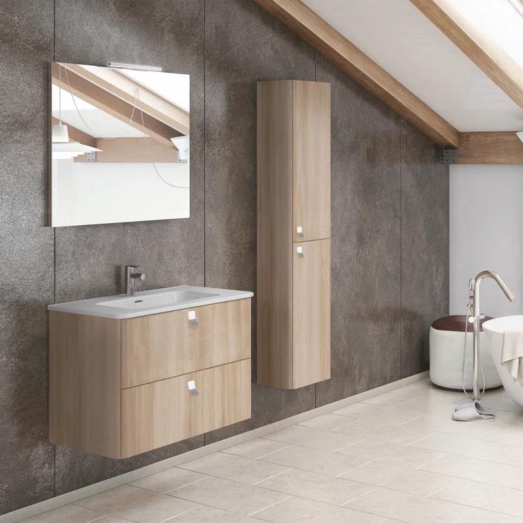 WS Bath Collections Concert 31.9'' Single Bathroom Vanity with Ceramic Top with Mirror