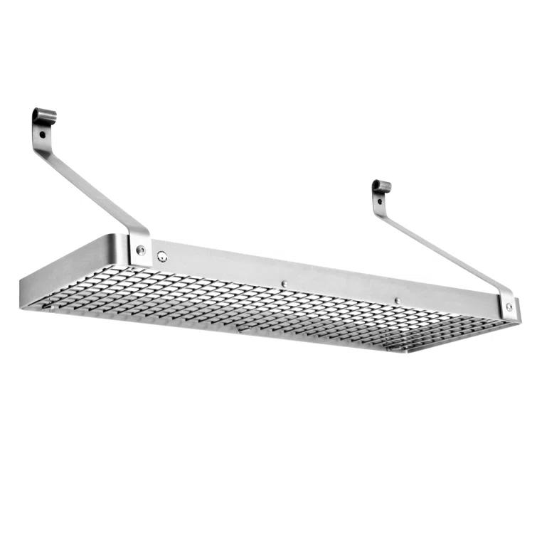 Handcrafted 30 in. Gourmet Deep Bookshelf Wall Rack with 12-Hooks Stainless Steel