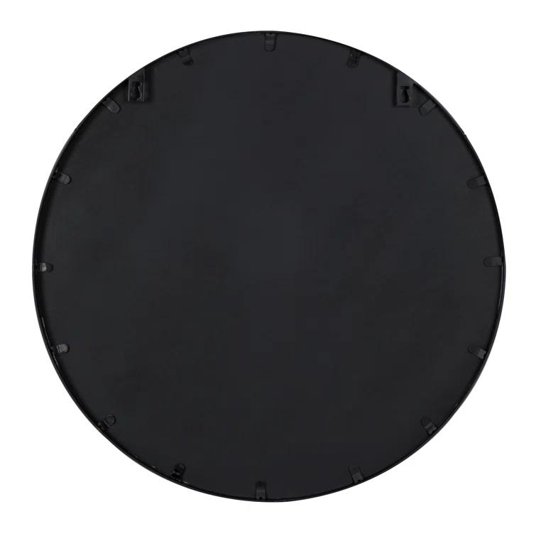 Luna 30" Round Black Matte Wood Wall Mirror