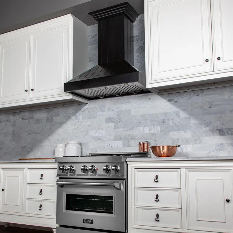ZLINE 36 in. Wooden Convertible Vent Wall Mount Range Hood in Rustic Light Finish - Includes Motor (KPLL-36)