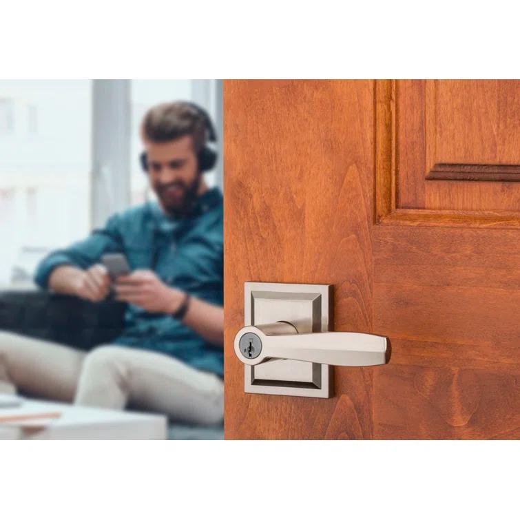 Baldwin Torrey Low Profile Rose Keyed Entry Lever Featuring Smartkey in SN