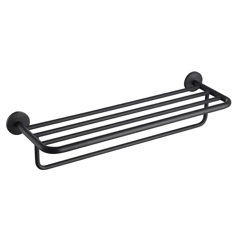 Blossom 500 Series Wall-Mounted Towel Rack with Shelf and Bar – Solid Brass Bathroom Accessory for Shower or Vanity, Space-Saving Lavatory Towel Holder BA02 509 04