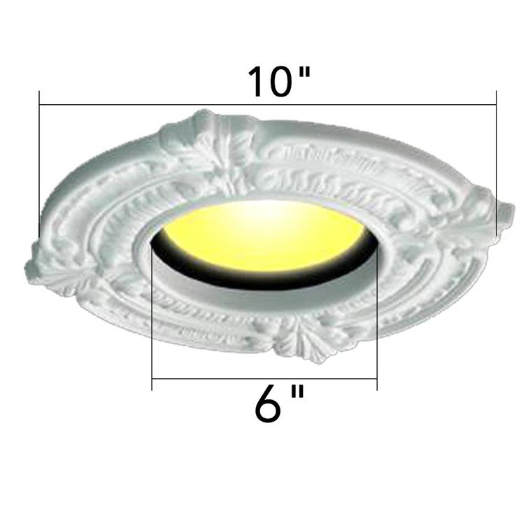 White Ceiling Medallion Urethane Recessed Trim 6" ID X 10" OD
