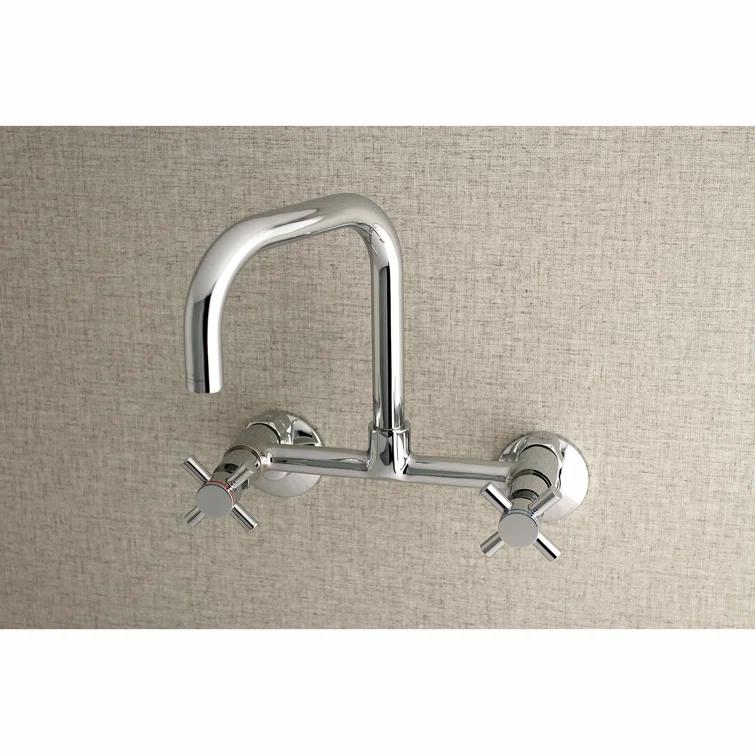 Kingston Brass Concord Double-Handle 2-Hole Wall-Mount Bridge Kitchen Faucet