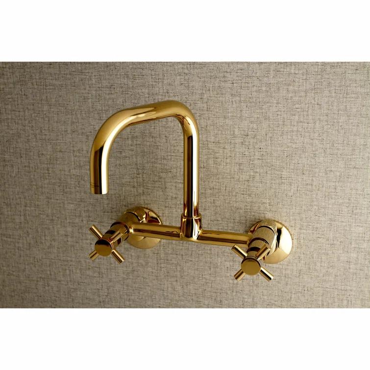 Kingston Brass Concord Double-Handle 2-Hole Wall-Mount Bridge Kitchen Faucet