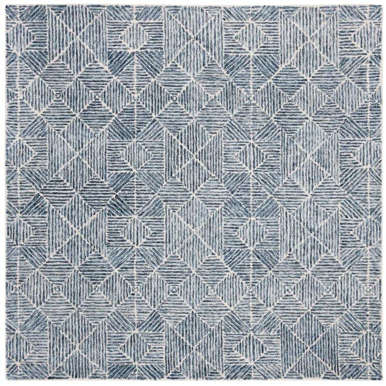 Abstract ABT763 Handmade Indoor Area Rug - Blue - 6'x6' - Safavieh