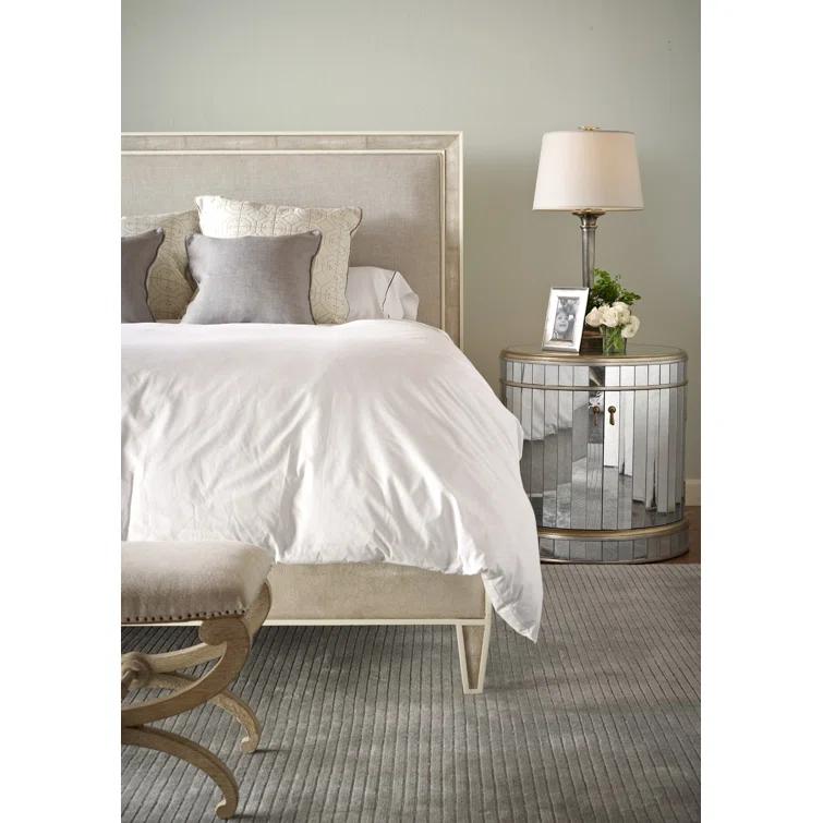 King Size Linen Upholstered Wood Frame Bed with Headboard