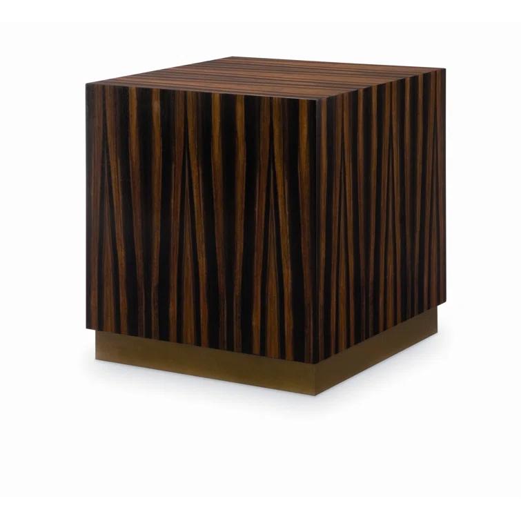 Amara Wood and Bronze Metal Cube End Table