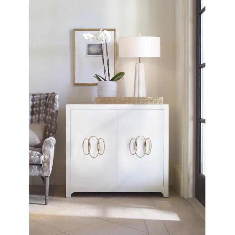 Monarch Ivory Faux Shagreen Solid Wood Accent Cabinet