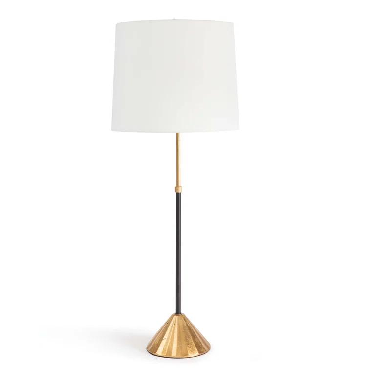 Parasol Black and Gold Leaf Table Lamp with Linen Shade