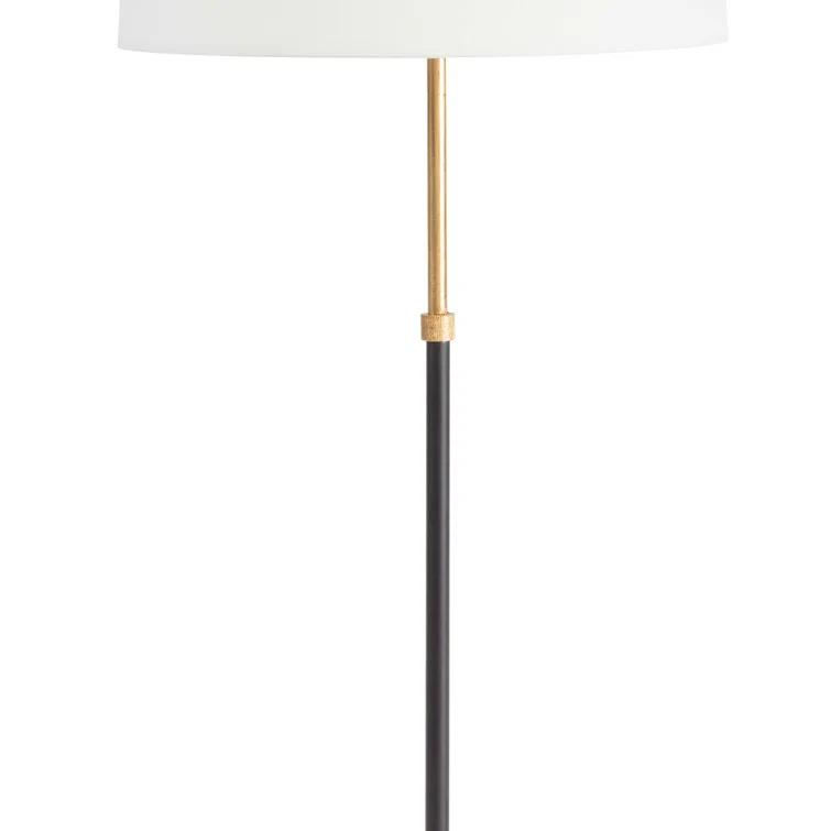 Parasol Black and Gold Leaf Table Lamp with Linen Shade