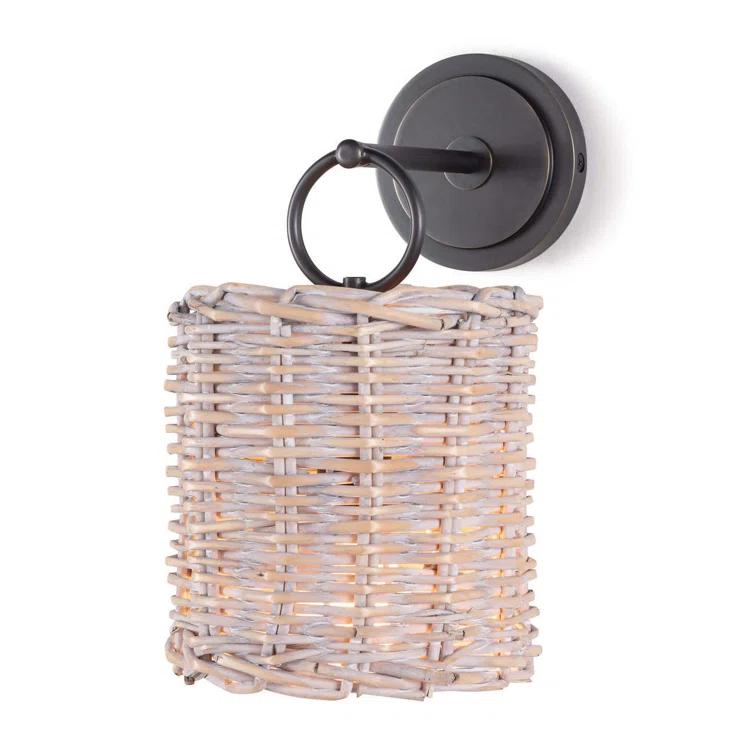 Nantucket Elegance 13.75" Oil Rubbed Bronze Rattan Wall Sconce