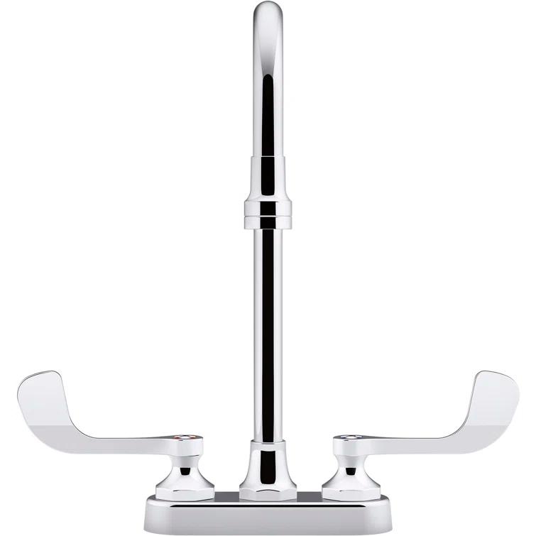 Triton Bowe0.5 GPM Centerset Bathroom Sink Faucet with Laminar Flow, Gooseneck Spout and Wristblade Handles, Drain Not Included