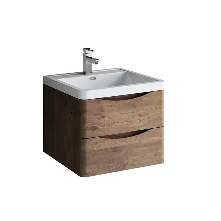 Tuscany 24" Wall Mount Modern Bathroom Vanity with Integrated Single Sink - Faucet Not Included