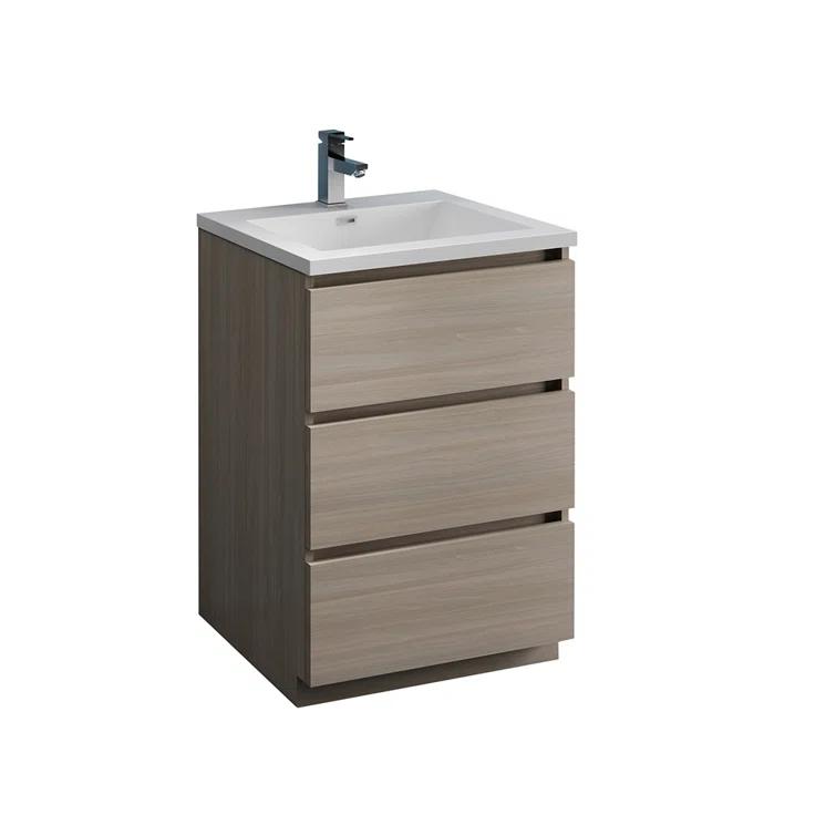 Lazzaro 24" Freestanding Modern Bathroom Vanity with Integrated Single Sink - Faucet Not Included