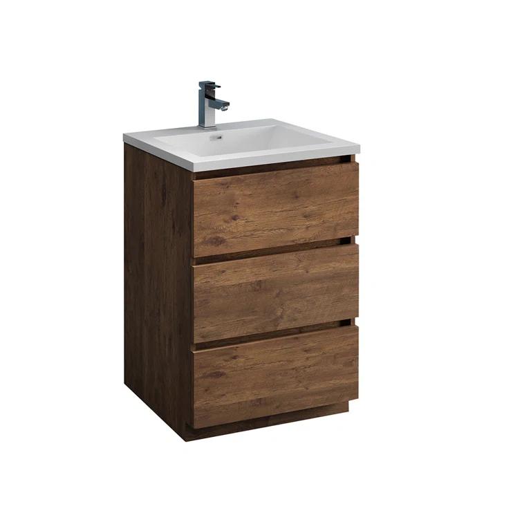 Lazzaro 24" Freestanding Modern Bathroom Vanity with Integrated Single Sink - Faucet Not Included