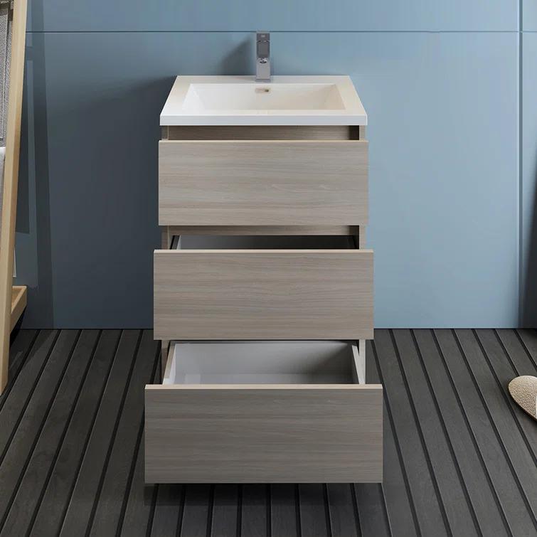 Lazzaro 24" Freestanding Modern Bathroom Vanity with Integrated Single Sink - Faucet Not Included