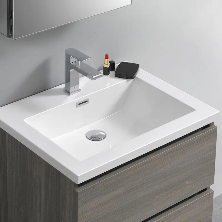 Lazzaro 24" Freestanding Modern Bathroom Vanity with Integrated Single Sink - Faucet Not Included