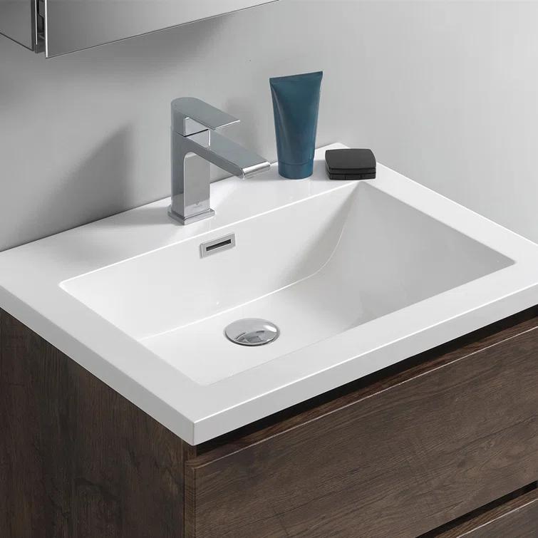 Lazzaro 24" Freestanding Modern Bathroom Vanity with Integrated Single Sink - Faucet Not Included