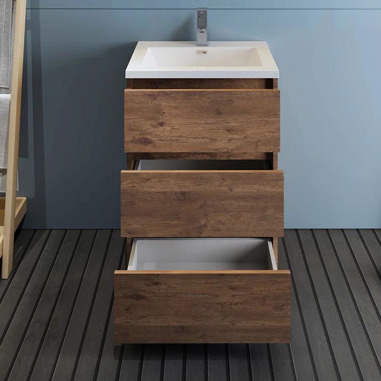 Lazzaro 24" Freestanding Modern Bathroom Vanity with Integrated Single Sink - Faucet Not Included